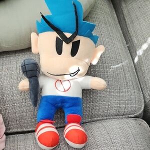Blue-Haired Plush Toy with Microphone FRIDAY